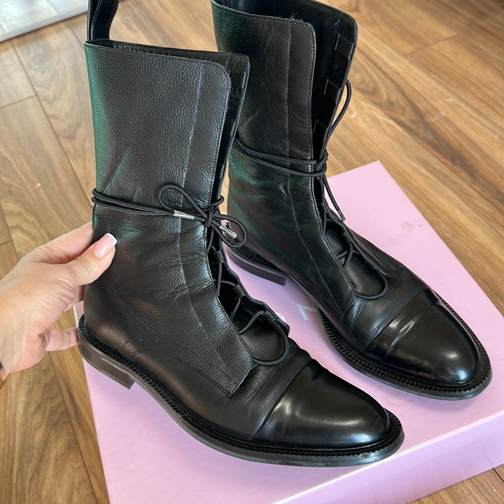 INCH2 handcrafted high boots leather size 40 euro black